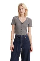 Polera Mujer Botones Cuello V Negro Levis A8782-0004