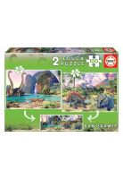 Puzzle Rompecabezas 2x100 piezas Mundo de los Dinosaurios