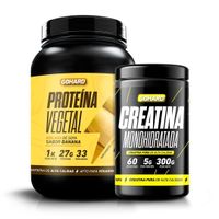 PACK PROTEÍNA VEGETAL BANANA + CREATINA MONOHIDRATADA 300GR SIN SABOR - GOHARD
