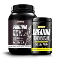 PACK PROTEÍNA VEGETAL CHOCOLATE COCO + CREATINA MONOHIDRATADA 300GR SIN SABOR - GOHARD