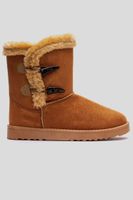 Bota Mujer Camel Felpu Chancleta