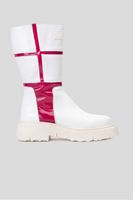 Bota Cuero Rea Blanco Fucsia Landazuri