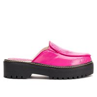 Zueco Cuero Boa Fucsia Suavecito