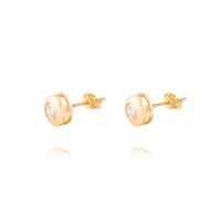 Aros Oro Amarillo 18kt Modelo Punto Luz con Piedra Circonita