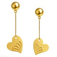 Aros Oro Amarillo 18kt Corazones Colgantes