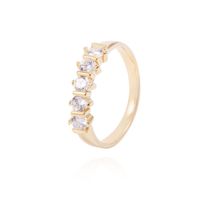 Anillo Revestido en Oro 18kt Medio Cintillo Con Circonita