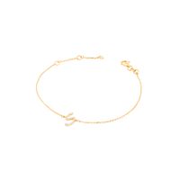 Pulsera de Oro Amarillo 18kt Letras S con Diamantes 7Pts