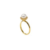 Anillo Oro Amarillo 18kt Diamantes 16Pts Perla Cultivada 6MM