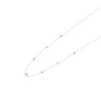 Collar de Oro Blanco de 18Kt Bolitas Facetadas 45cm