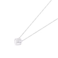 Collar Oro Blanco 18kt Cuadrado y Diamantes 12 Pts