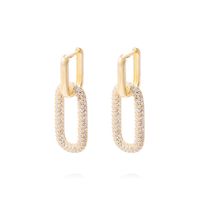 Aros Revestidos en Oro 18kt Diseño Rectangular Circonita