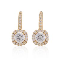 Aros de Oro 18kt Circon Cuadrado Circonita