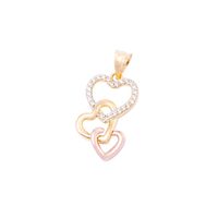 Colgante Oro Tricolor 18kt Corazones y Circonitas