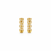 Aros Oro Amarillo 18kt Argollas Trenzadas Circonita 12MM
