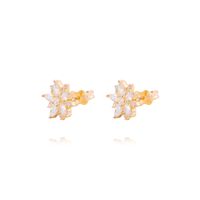 Aros de Oro 18kt Flor Radiante Circón