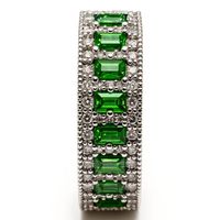 Anillo Oro Blanco 18kt Diamantes 46 Pts. Esmeraldas Natural