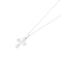 Collar Oro Blanco 18kt Cruz y Diamantes 15 Pts