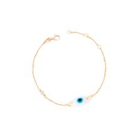 Pulsera de Oro Amarillo 18kt Ojo Turco Diamantes 1x3 Pts