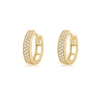 Aros de Oro Amarillo 18kt Argollas Doble Riel Circonita