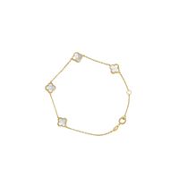 Pulsera Oro Amarillo 18kt Cinco Trébol Nacar