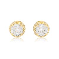 Aros de Oro 18kt Chatón de Circon Circonita 5mm