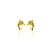 Aros de Oro 18kt Delfín y Circones 1,0mm
