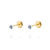 Aros de Oro 18kt Piedra de Agua Marina 2,5mm