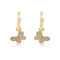 Aros de Plata Esterlina 925 Argollas Mariposa Revestido en Oro 18kt