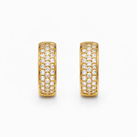 Aros Oro Amarillo 18kt Argollas Pave Circonita 12MM