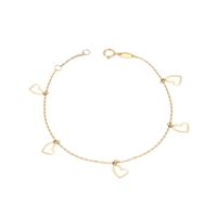 Pulsera Oro Amarillo 18kt Corazones Colgantes