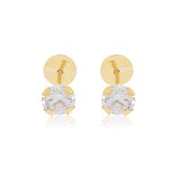 Aros de Oro 18kt Circón 4,0mm Modelo Abridor