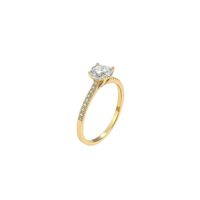 Anillo Oro Amarillo 18kt Circonita Central 5MM cuatro grifas