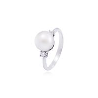 Anillo Oro Blanco 18kt Diamantes 10 Pts Perla 8mm