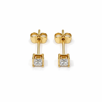 Aros Oro Amarillo 18kt Circonita Prince 3x3MM
