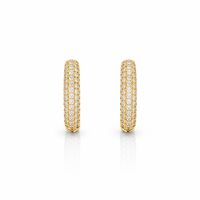 Aros Oro Amarillo 18kt Argollas Bold Circonita 14MM