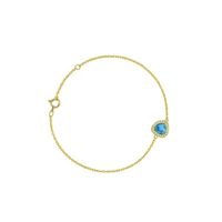 Pulsera Oro Amarillo 18kt Corazón Aguamarina