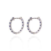 Aros Argolla de Oro Blanco 18kt Diamantes Zafiro