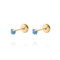 Aros de Oro 18kt Piedra de Agua Marina 3mm