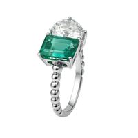 Anillo de Plata Esterlina 925 Esmeralda con Circonita