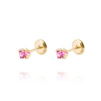 Aros de Oro 18kt Chaton Rubí de 2,5mm