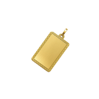 Colgante Oro Miel 18kt Placa Borde Diamantado
