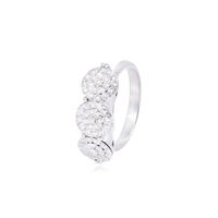 Anillo Compromiso Oro Blanco 18kt Tres Círculos Diamantes 1,02Qlts