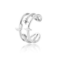 Anillo de Plata Esterlina 925 Sol Luna Estrella