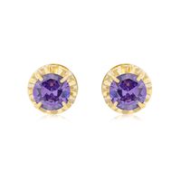 Aros de Oro 18kt Chatón de Amatista Circonita 5mm