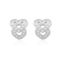 Aros de Plata Esterlina 925 Corazon Doble Circon