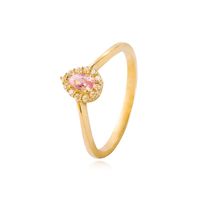 Anillo Compromiso de Oro 18kt Modelo Gota Rosa de Francia & Circón