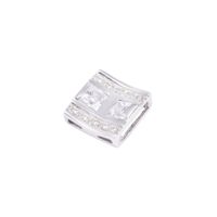 Colgante Oro Blanco 18kt Cuadrado y Líneas Circonitas