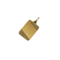 Colgante Oro Miel 18kt Placa Borde Tallado Diagonal