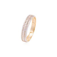 Anillo Compromiso de Oro 18Kt Medio Cintillo Riel Bicolor Circonita