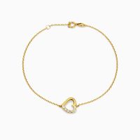 Pulsera Oro Amarillo 18kt Corazón 1/2 circonita